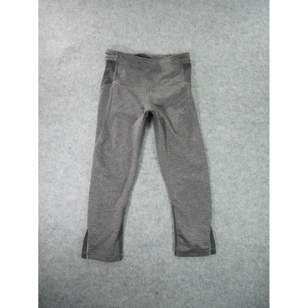 Lululemon Leggings Womens 4‎ Free Runner Crop Gym Workout Gray